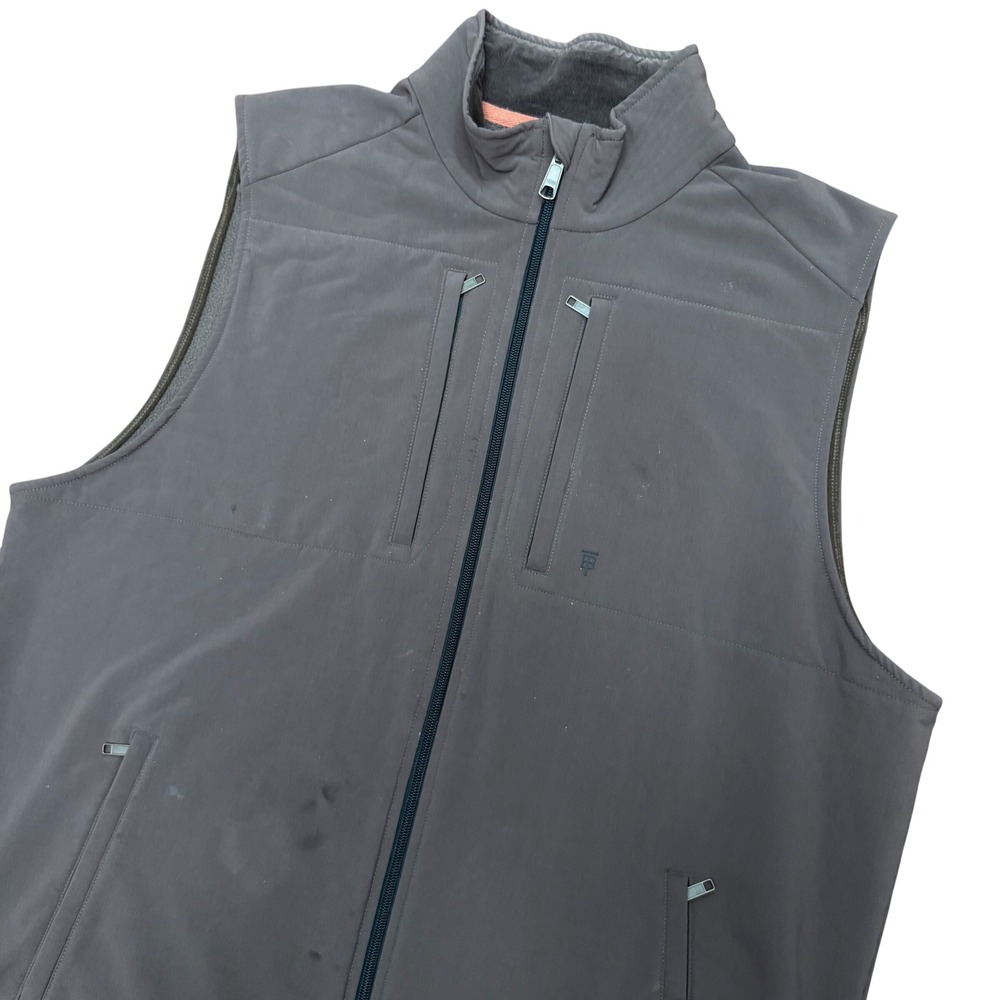 Tom Beckbe Kinetic Vest Mens Large Gray Brown Fleece Lined Full Zip Softshell L